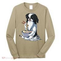 Funny Kawaii Dog Eats Ramen Noodles Japanese Chin Long Sleeve Shirt thumb 0