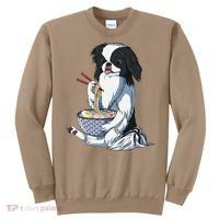 Funny Kawaii Dog Eats Ramen Noodles Japanese Chin Sweatshirt thumb 0