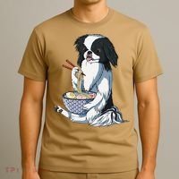 Funny Kawaii Dog Eats Ramen Noodles Japanese Chin T-Shirt thumb 3
