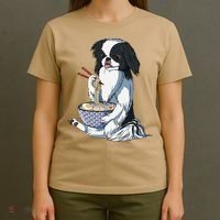 Funny Kawaii Dog Eats Ramen Noodles Japanese Chin T-Shirt thumb 4