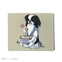 Funny Kawaii Dog Eats Ramen Noodles Japanese Chin Mousepad thumb 0