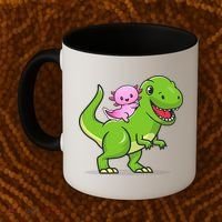 Funny Kawaii  Dino Dinosaur Axolotl Lover Coffee Mug thumb 2