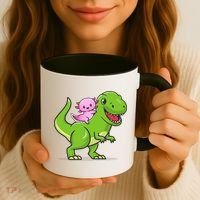 Funny Kawaii  Dino Dinosaur Axolotl Lover Coffee Mug thumb 3