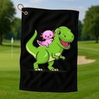 Funny Kawaii  Dino Dinosaur Axolotl Lover Golf Towel thumb 1