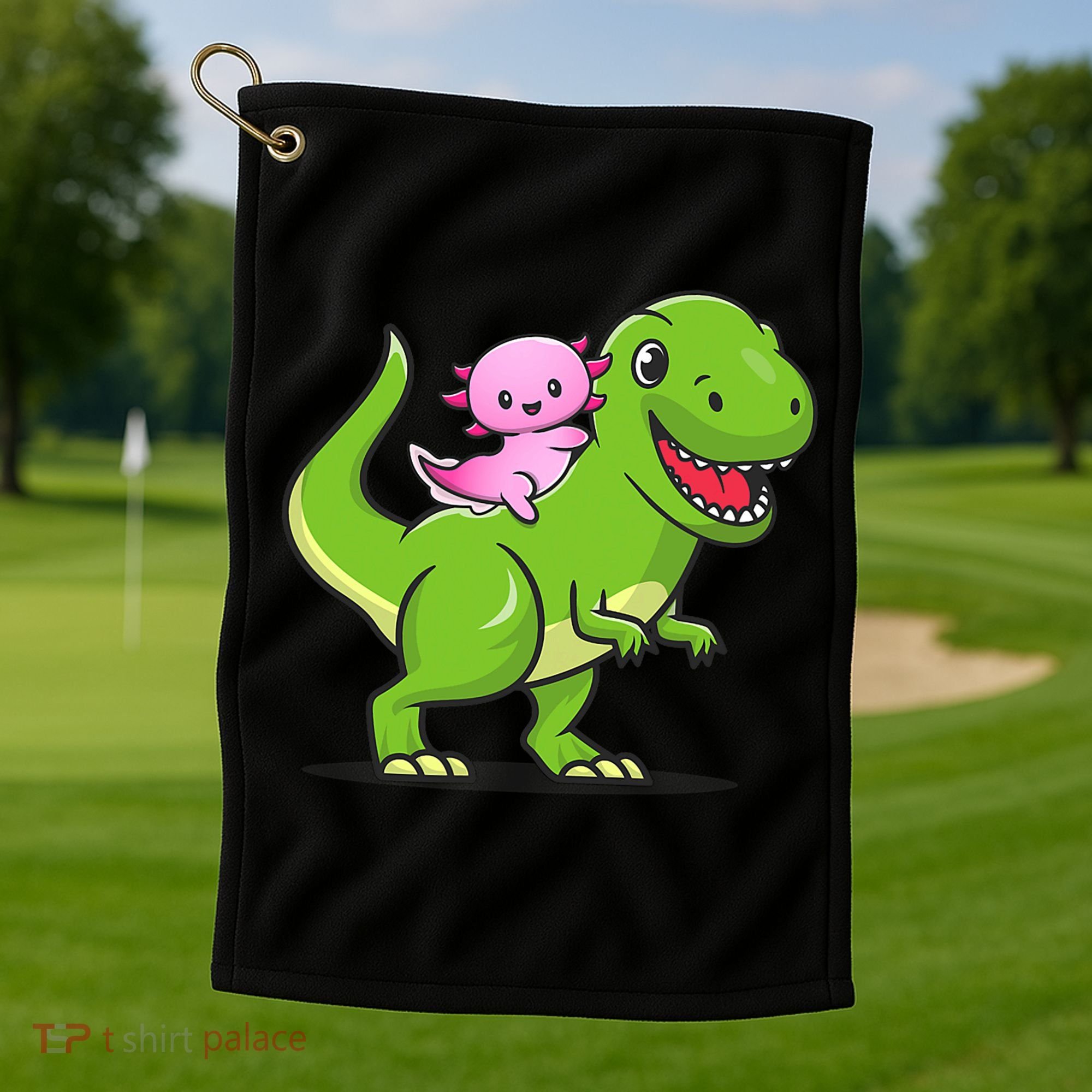 Funny Kawaii  Dino Dinosaur Axolotl Lover Golf Towel