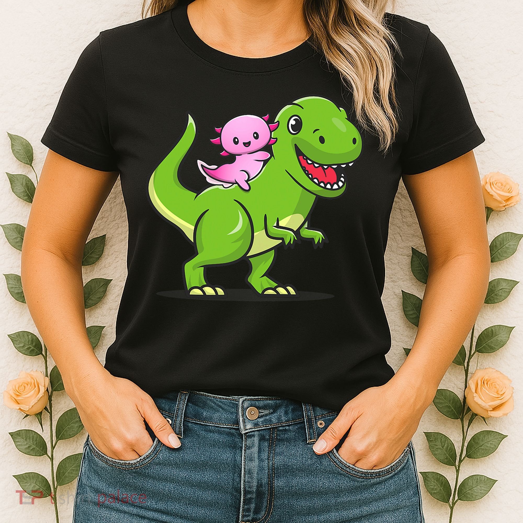 Funny Kawaii  Dino Dinosaur Axolotl Lover Women's T-Shirt