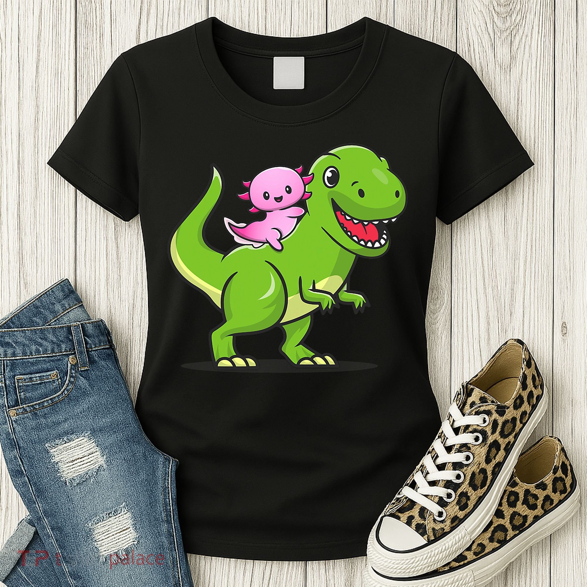 Funny Kawaii  Dino Dinosaur Axolotl Lover Women's T-Shirt