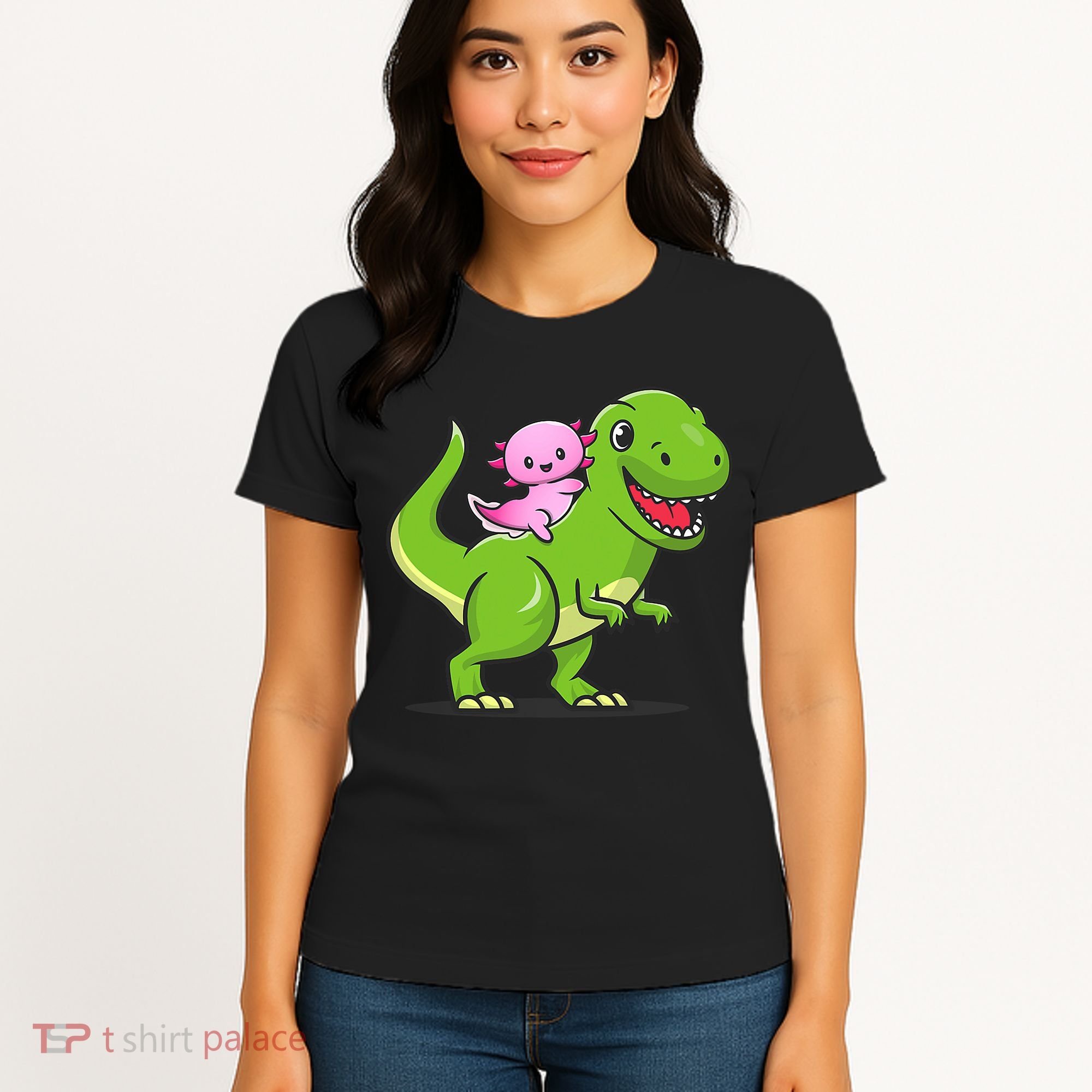 Funny Kawaii  Dino Dinosaur Axolotl Lover Women's T-Shirt