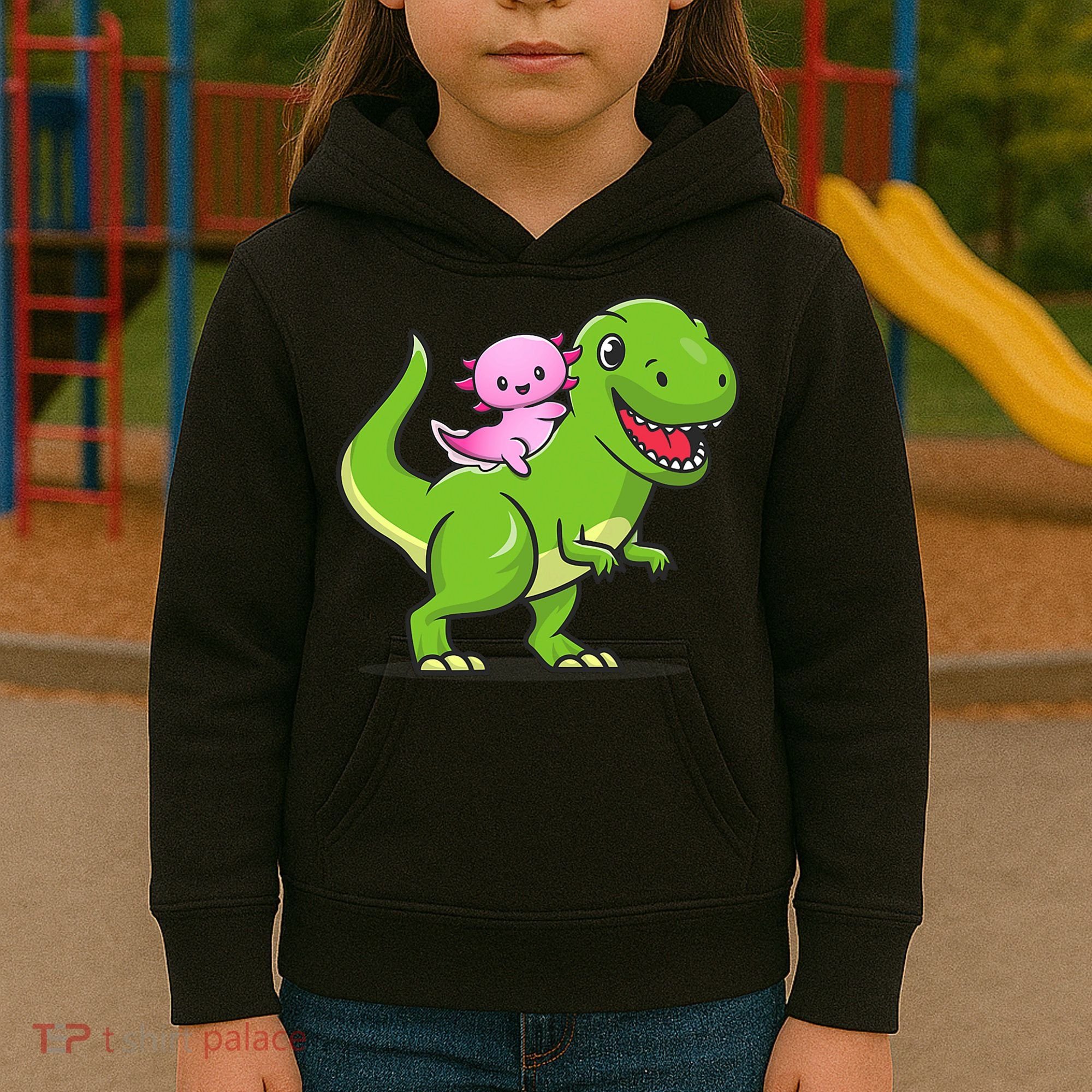 Funny Kawaii  Dino Dinosaur Axolotl Lover Kids Hoodie