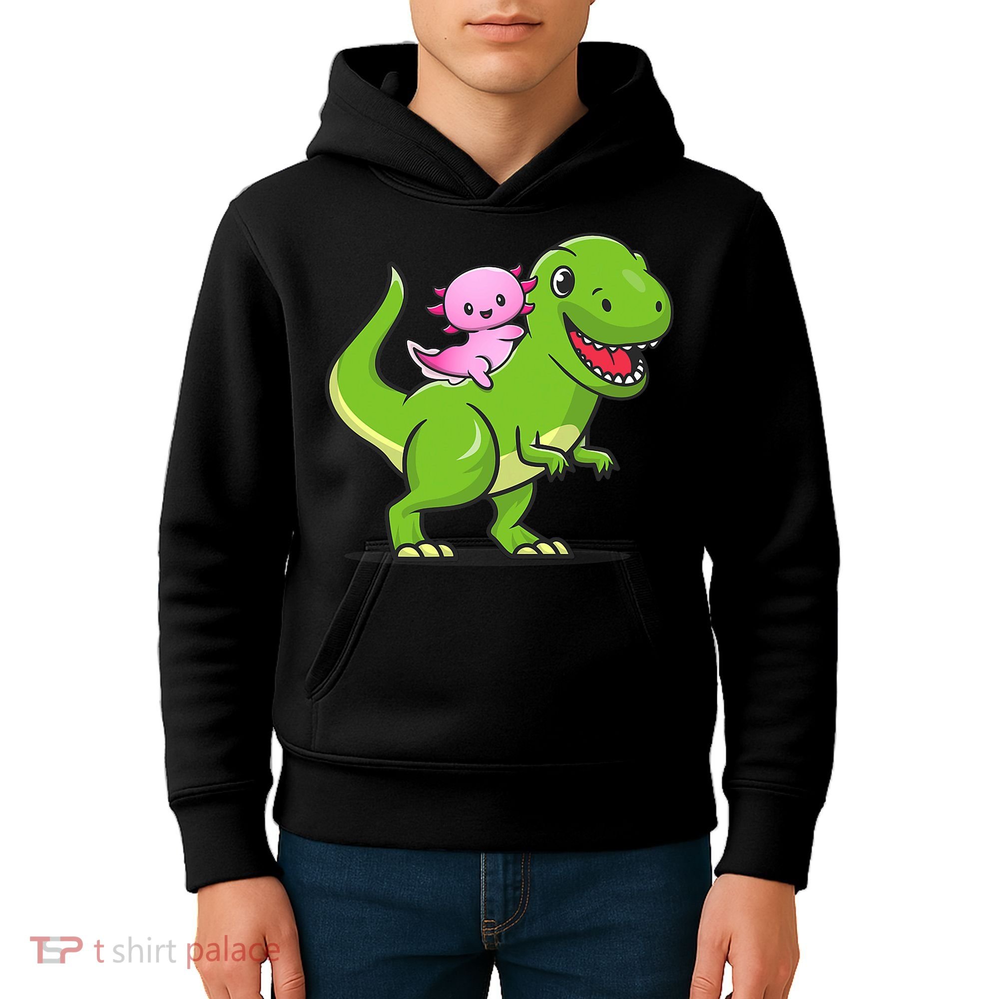 Funny Kawaii  Dino Dinosaur Axolotl Lover Kids Hoodie