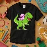 Funny Kawaii  Dino Dinosaur Axolotl Lover Kids T-Shirt thumb 3