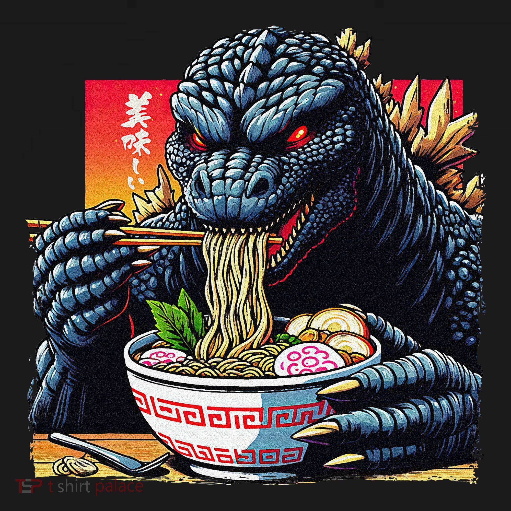 Funny Kaiju Eating Ramen Japanese Monster Lover Birthday Doggie Tank