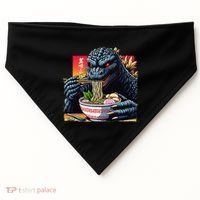 Funny Kaiju Eating Ramen Japanese Monster Lover Birthday USA-Made Doggie Bandana thumb 0