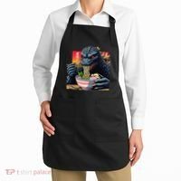 Funny Kaiju Eating Ramen Japanese Monster Lover Birthday Apron thumb 2