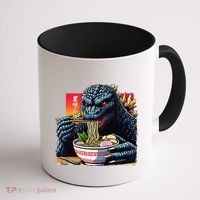 Funny Kaiju Eating Ramen Japanese Monster Lover Birthday Coffee Mug thumb 1