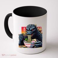 Funny Kaiju Eating Ramen Japanese Monster Lover Birthday Coffee Mug thumb 0