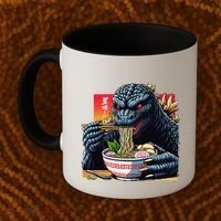 Funny Kaiju Eating Ramen Japanese Monster Lover Birthday Coffee Mug thumb 2