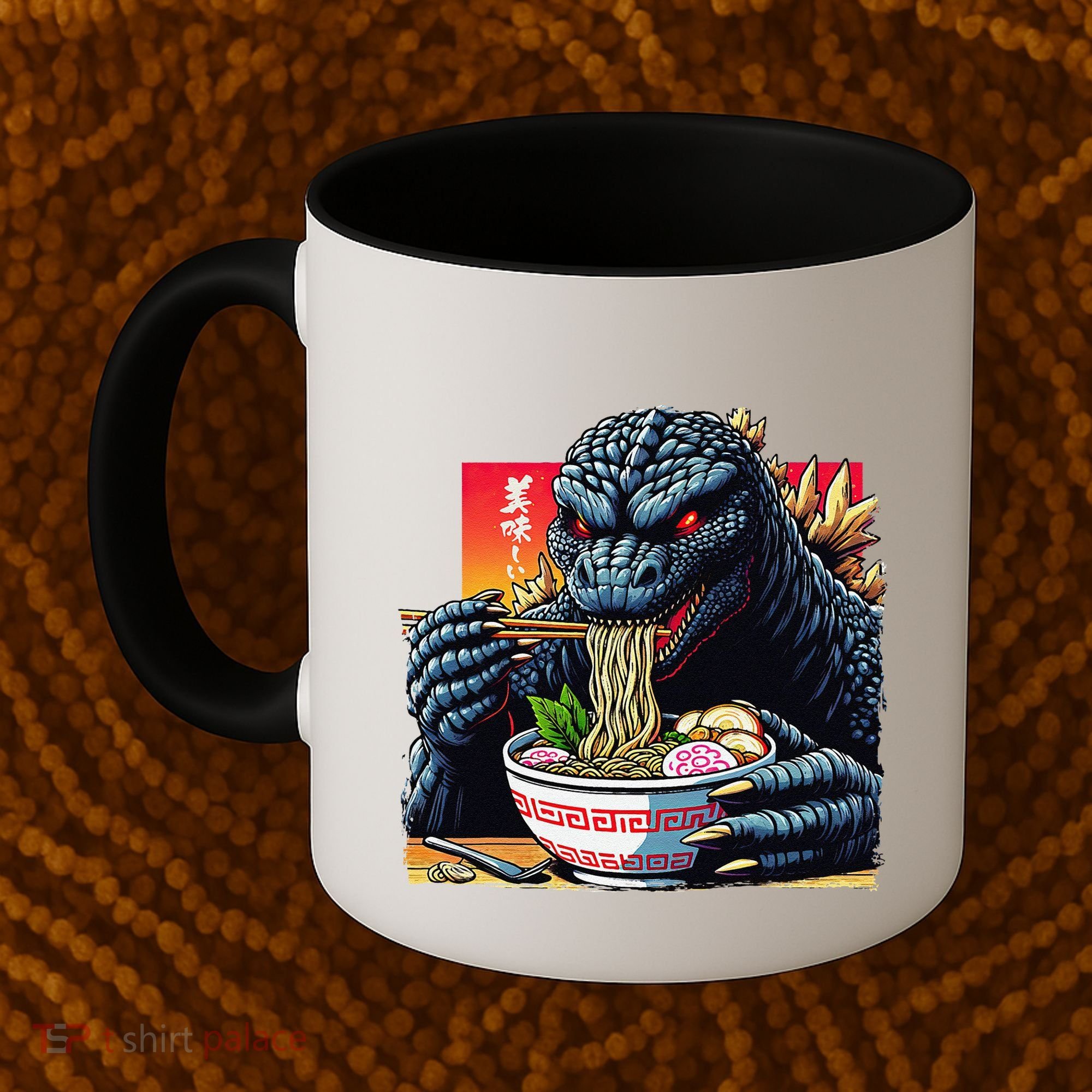 Funny Kaiju Eating Ramen Japanese Monster Lover Birthday Coffee Mug
