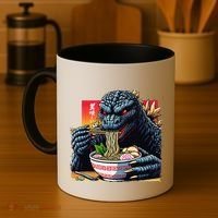 Funny Kaiju Eating Ramen Japanese Monster Lover Birthday Coffee Mug thumb 4