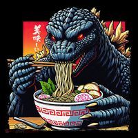 Funny Kaiju Eating Ramen Japanese Monster Lover Birthday Coffee Mug thumb 5