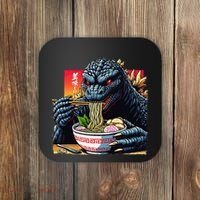 Funny Kaiju Eating Ramen Japanese Monster Lover Birthday Coaster thumb 0
