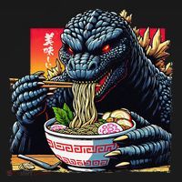 Funny Kaiju Eating Ramen Japanese Monster Lover Birthday Women's Hoodie thumb 2