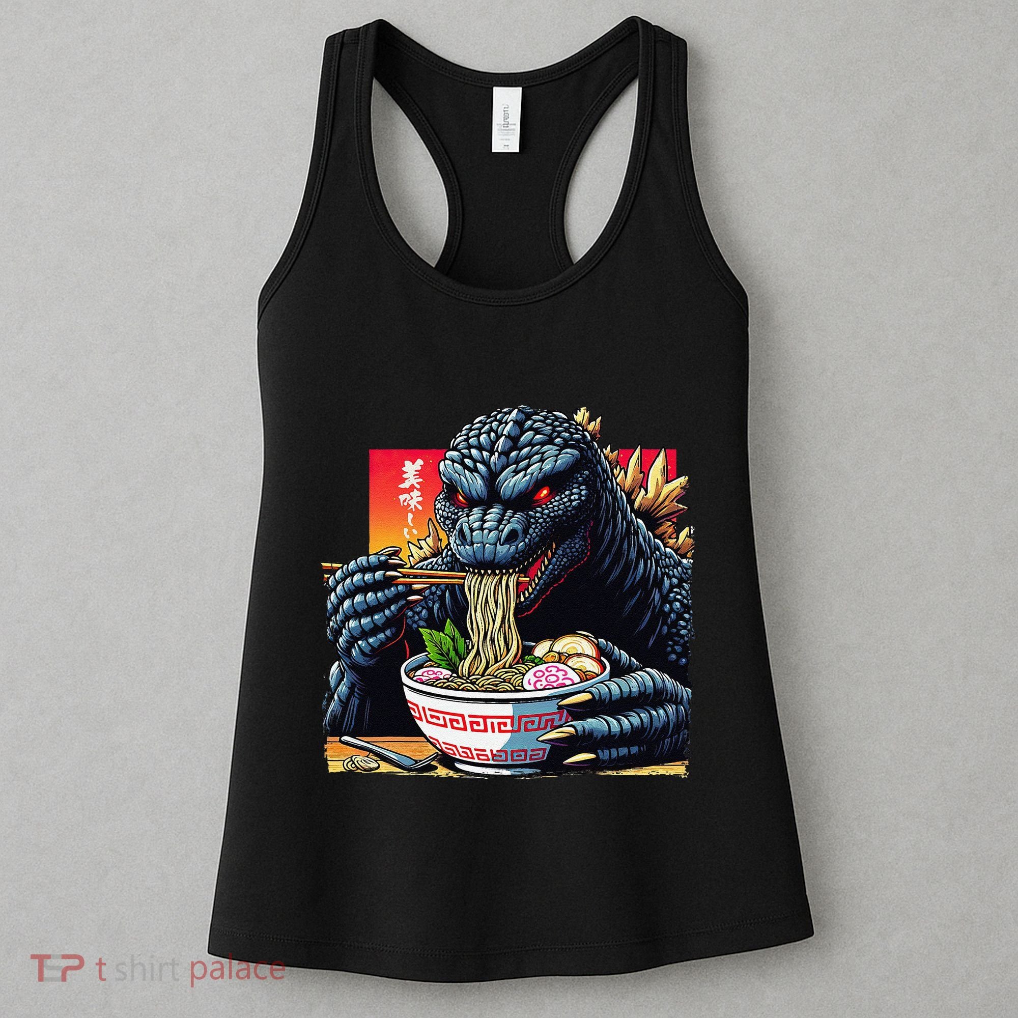 Funny Kaiju Eating Ramen Japanese Monster Lover Birthday Women's Tank Top