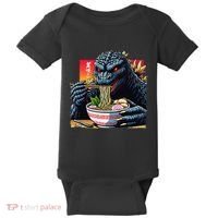Funny Kaiju Eating Ramen Japanese Monster Lover Birthday Baby Bodysuit thumb 0
