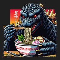 Funny Kaiju Eating Ramen Japanese Monster Lover Birthday Hat thumb 2