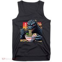Funny Kaiju Eating Ramen Japanese Monster Lover Birthday Tank Top thumb 0