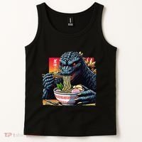 Funny Kaiju Eating Ramen Japanese Monster Lover Birthday Tank Top thumb 2