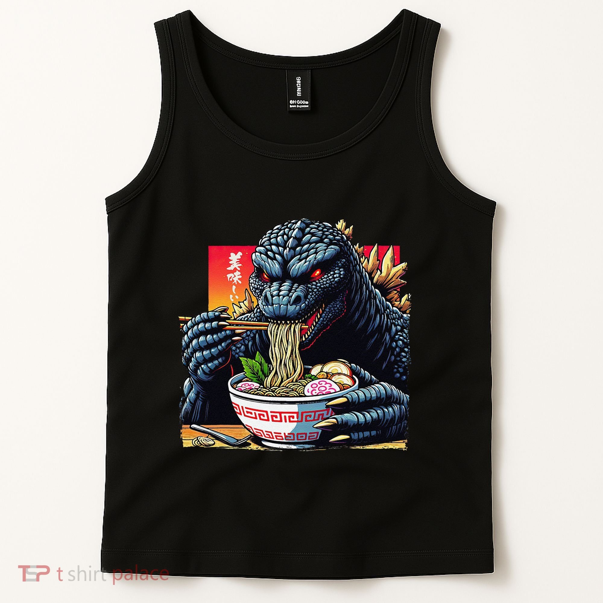 Funny Kaiju Eating Ramen Japanese Monster Lover Birthday Tank Top