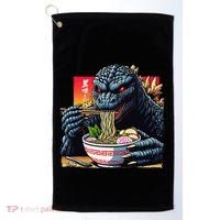 Funny Kaiju Eating Ramen Japanese Monster Lover Birthday Golf Towel thumb 0