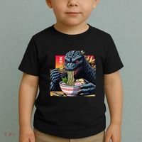 Funny Kaiju Eating Ramen Japanese Monster Lover Birthday Toddler T-Shirt thumb 2