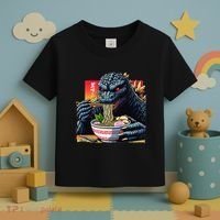 Funny Kaiju Eating Ramen Japanese Monster Lover Birthday Toddler T-Shirt thumb 3