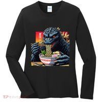 Funny Kaiju Eating Ramen Japanese Monster Lover Birthday Women's Long Sleeve Shirt thumb 0