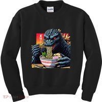 Funny Kaiju Eating Ramen Japanese Monster Lover Birthday Kids Sweatshirt thumb 0