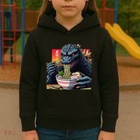 Funny Kaiju Eating Ramen Japanese Monster Lover Birthday Kids Hoodie thumb 3
