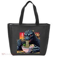 Funny Kaiju Eating Ramen Japanese Monster Lover Birthday Tote Bag thumb 0