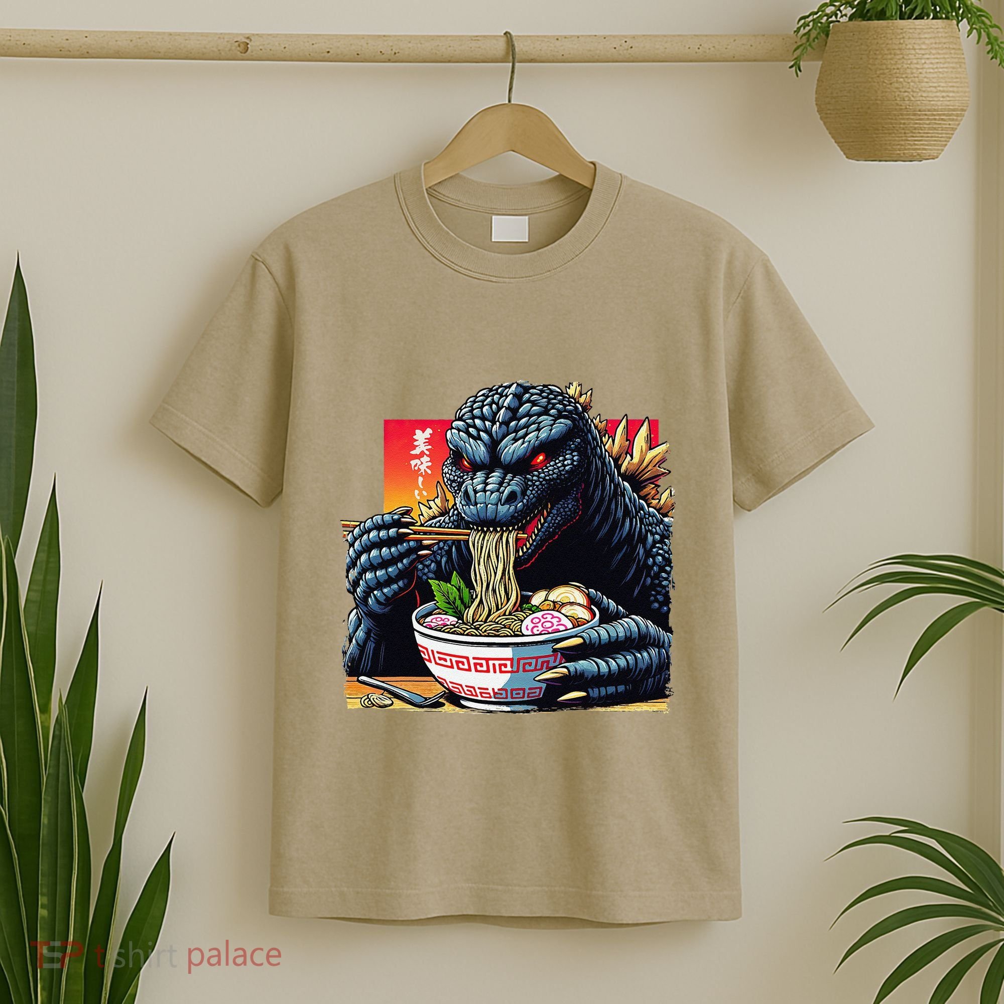 Funny Kaiju Eating Ramen Japanese Monster Lover Birthday T-Shirt