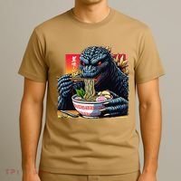 Funny Kaiju Eating Ramen Japanese Monster Lover Birthday T-Shirt thumb 3