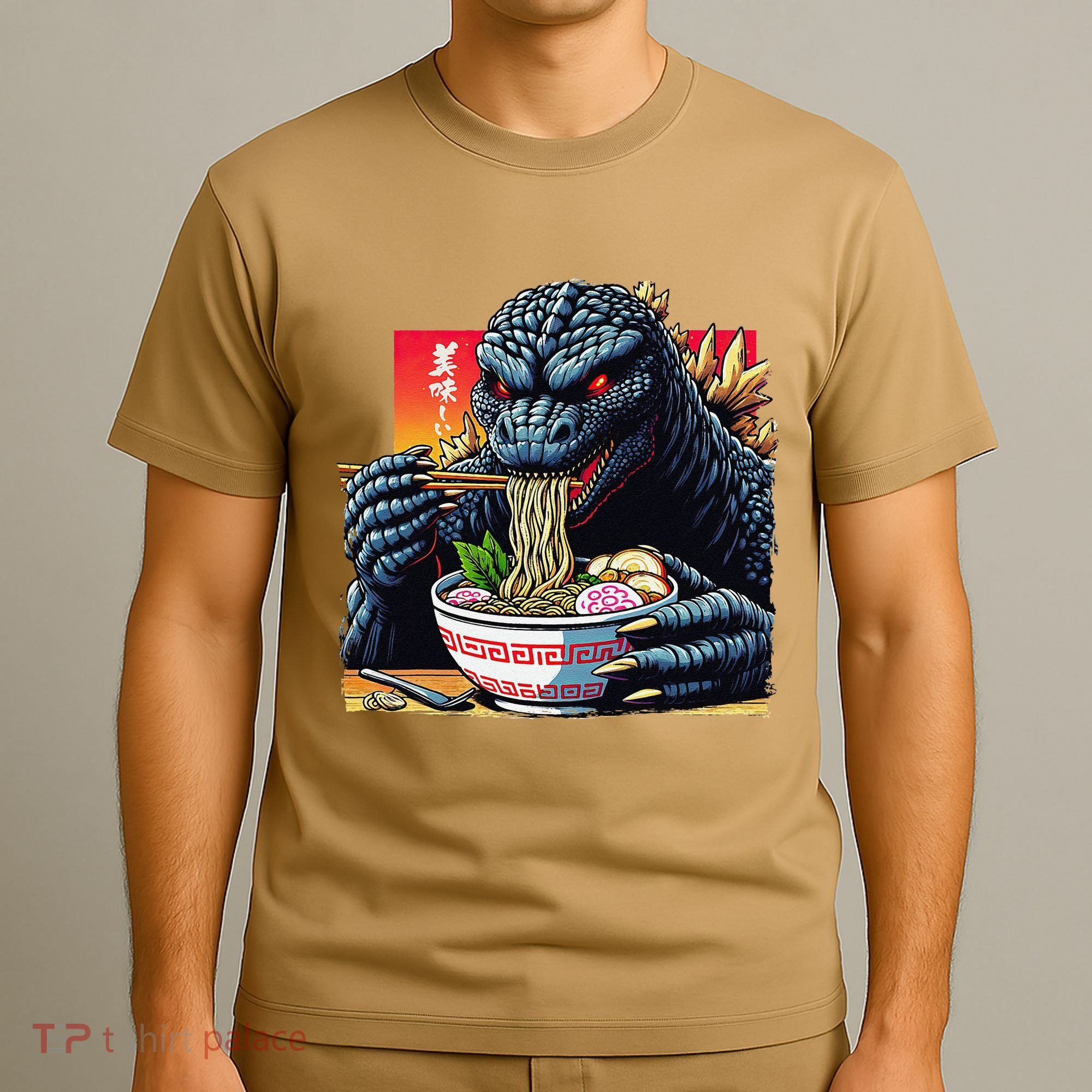 Funny Kaiju Eating Ramen Japanese Monster Lover Birthday T-Shirt