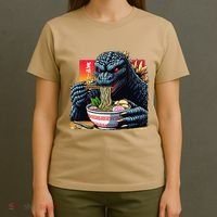 Funny Kaiju Eating Ramen Japanese Monster Lover Birthday T-Shirt thumb 4