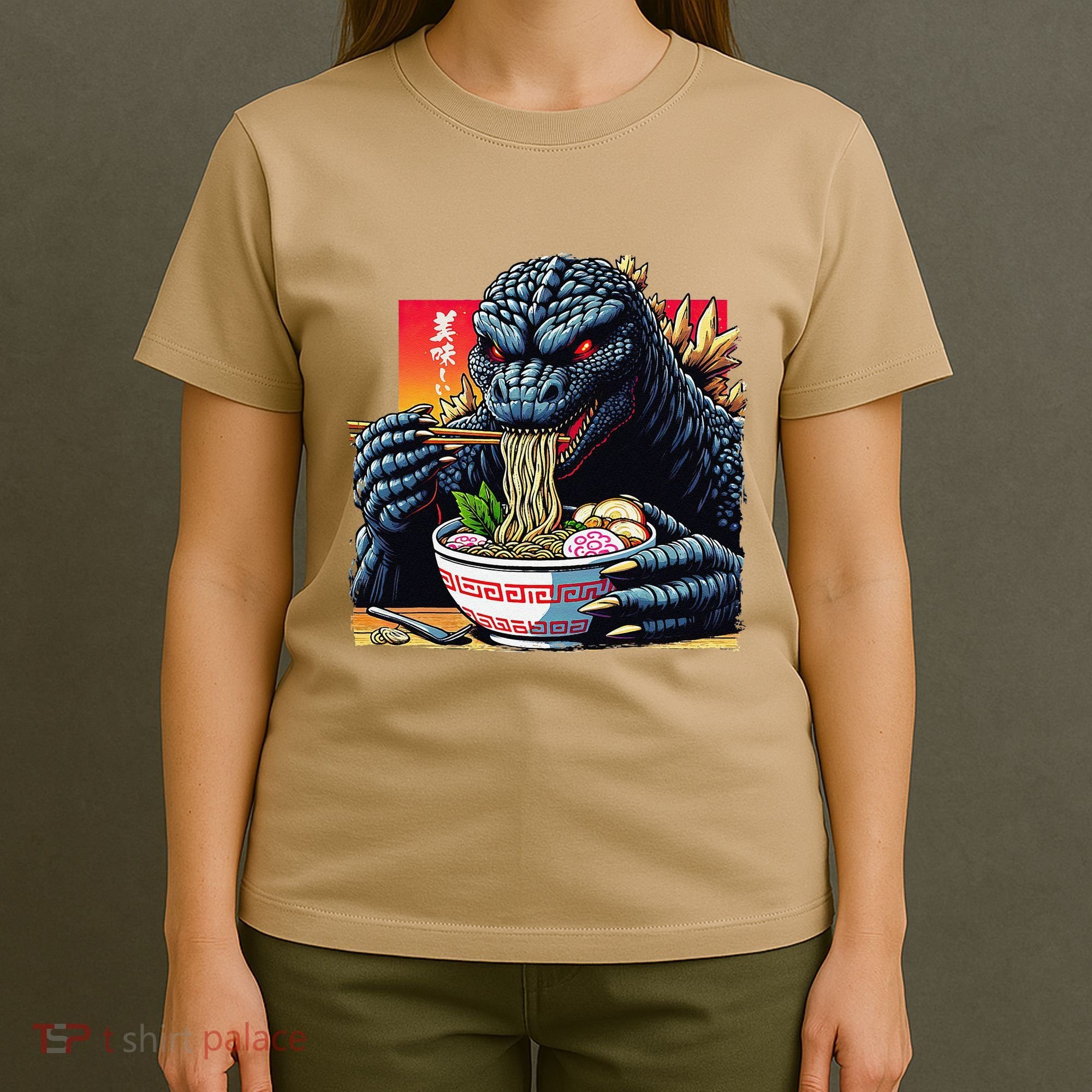 Funny Kaiju Eating Ramen Japanese Monster Lover Birthday T-Shirt