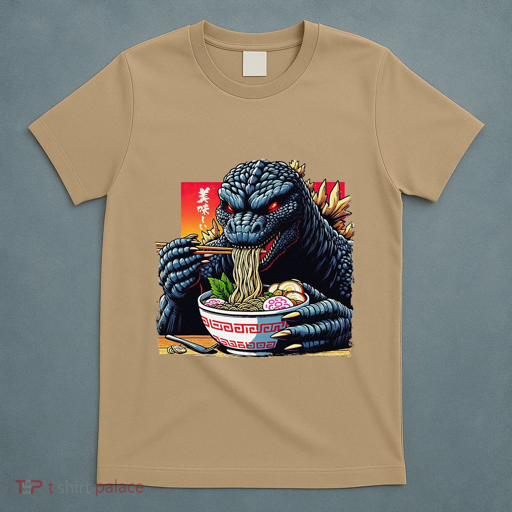 Funny Kaiju Eating Ramen Japanese Monster Lover Birthday T-Shirt