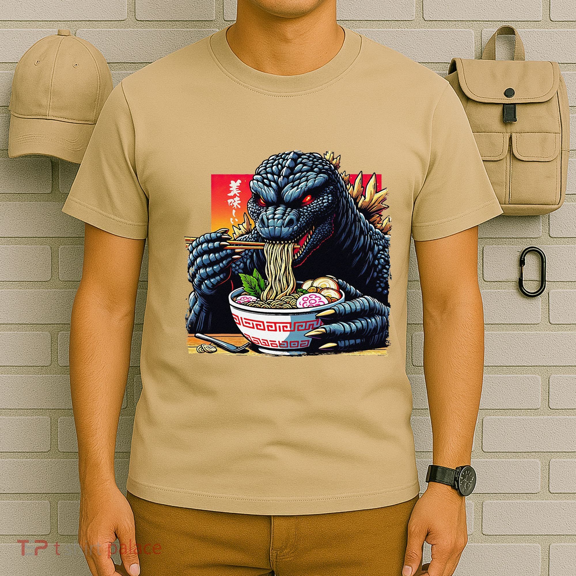 Funny Kaiju Eating Ramen Japanese Monster Lover Birthday T-Shirt