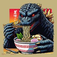 Funny Kaiju Eating Ramen Japanese Monster Lover Birthday T-Shirt thumb 7