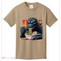 Funny Kaiju Eating Ramen Japanese Monster Lover Birthday Kids T-Shirt thumb 0