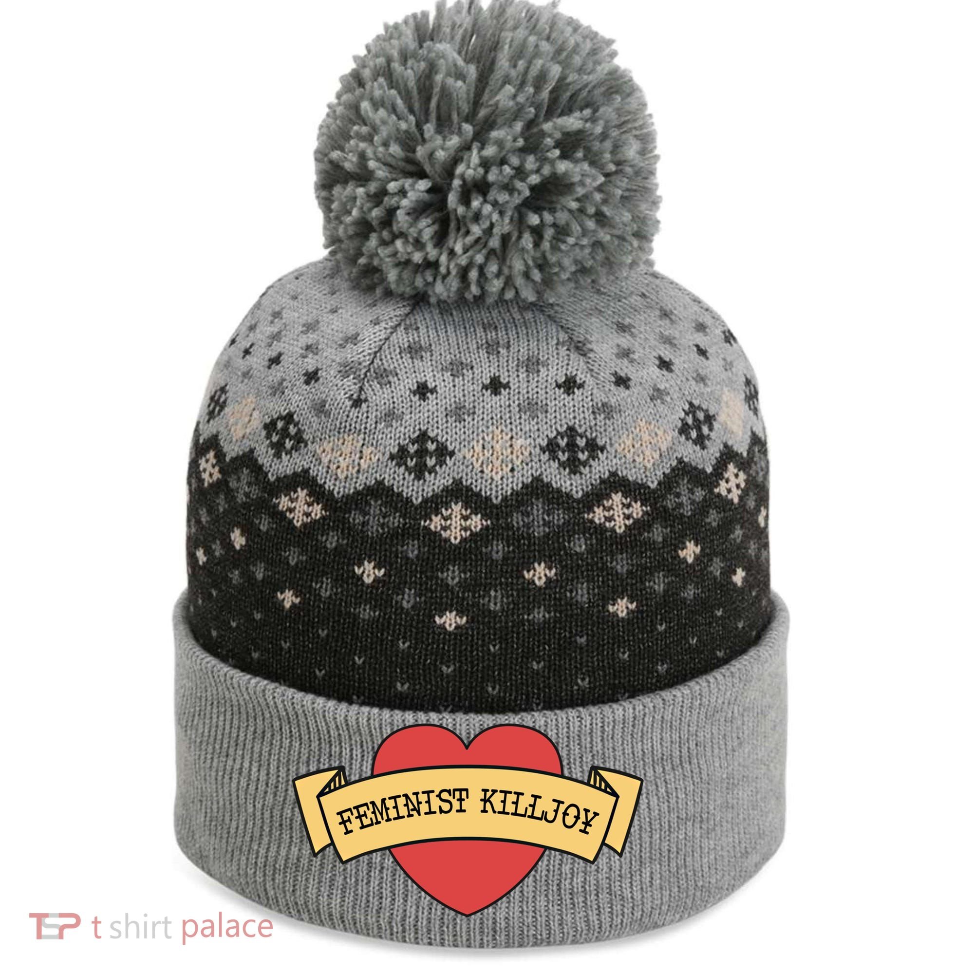 Feminist Killjoy Feminism Strong Empowert Heart Gift The Baniff Cuffed Pom Beanie