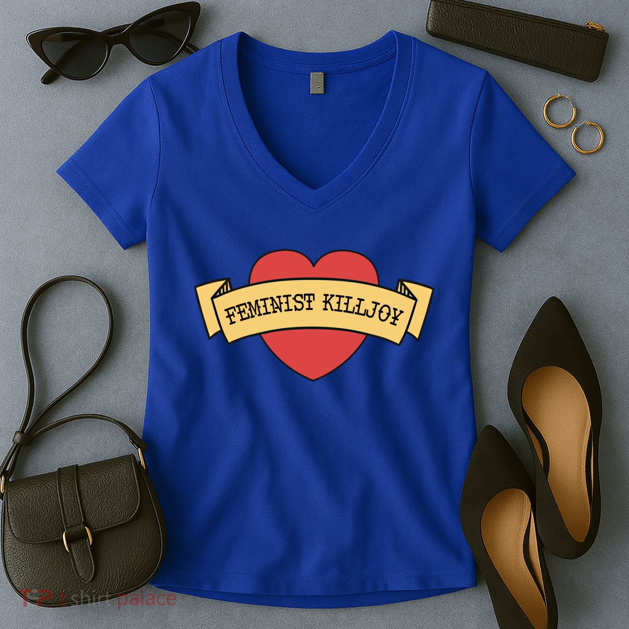 Feminist Killjoy Feminism Strong Empowert Heart Gift Women's V-Neck T-Shirt